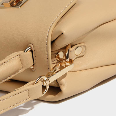 Top-Handle Bag For Women Plain Color Vintage Soft Leather Crossbody Bag