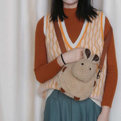 Cute Plush Bunny Crossbody Bag Fluffy Rabbit Shoulder Bag Handbags