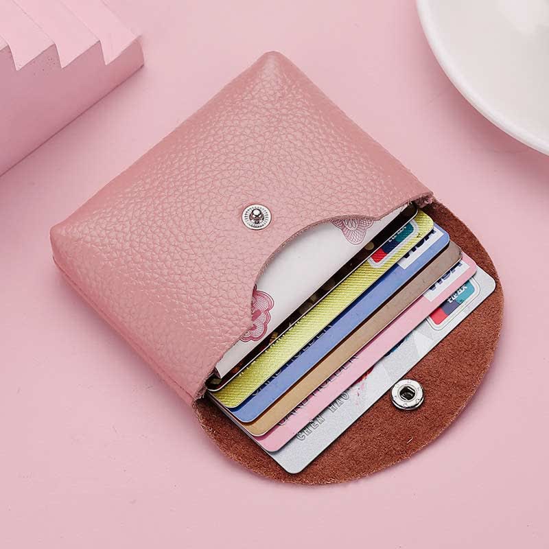 Genuine Leather Coin Purse Mini Wallet Card Holder with Zipper Pocket
