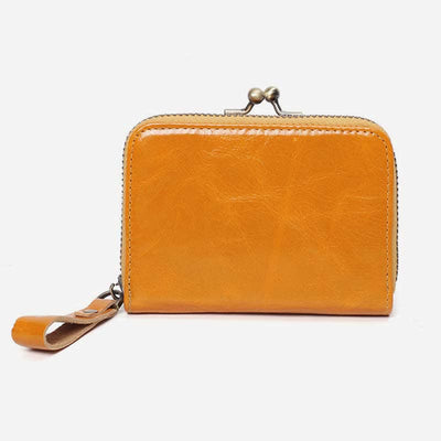 Genuine Leather Coin Purse Pouch Wallet Change Purse with Detachable Pocket