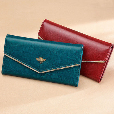 Multifunctional Large Capacity Genuine Leather RFID Trifold Wallet