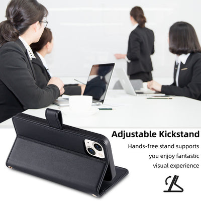 Faux Leather Wallet Case Phone Case for iPhone with Shoulder Strap