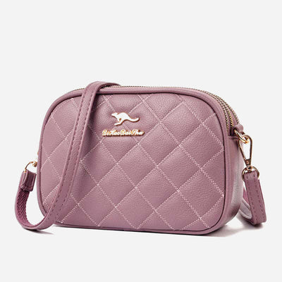 3 Zip Crossbody Bag for Women Faux Leather Quilted Small Shoulder Purse