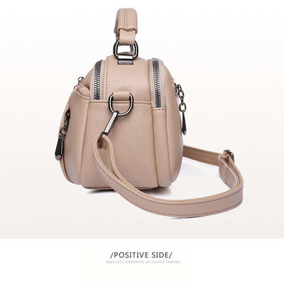 Multi-Pocket Leather Crossbody Purse for Women Small Top Handle Satchel Handbag