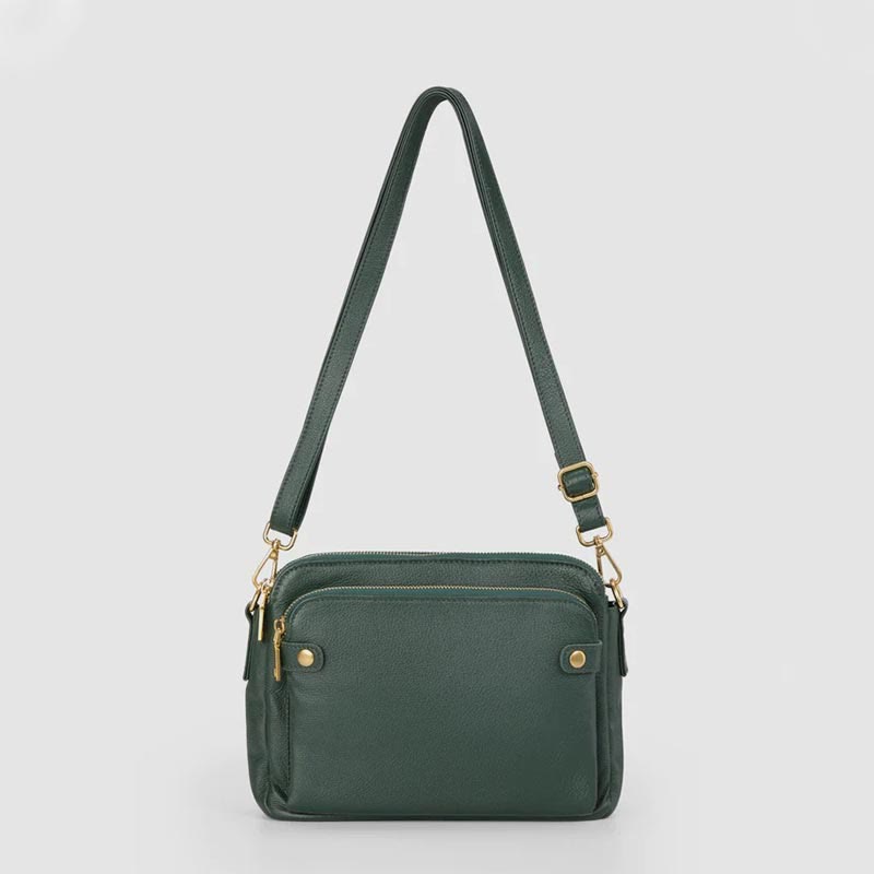 Vintage Three Layer Leather Crossbody Shoulder Bag For Women