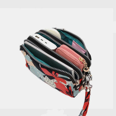 3 Zip Mini Crossbody Bag Lightweight Cellphone Wallet Long Wristlet Purses