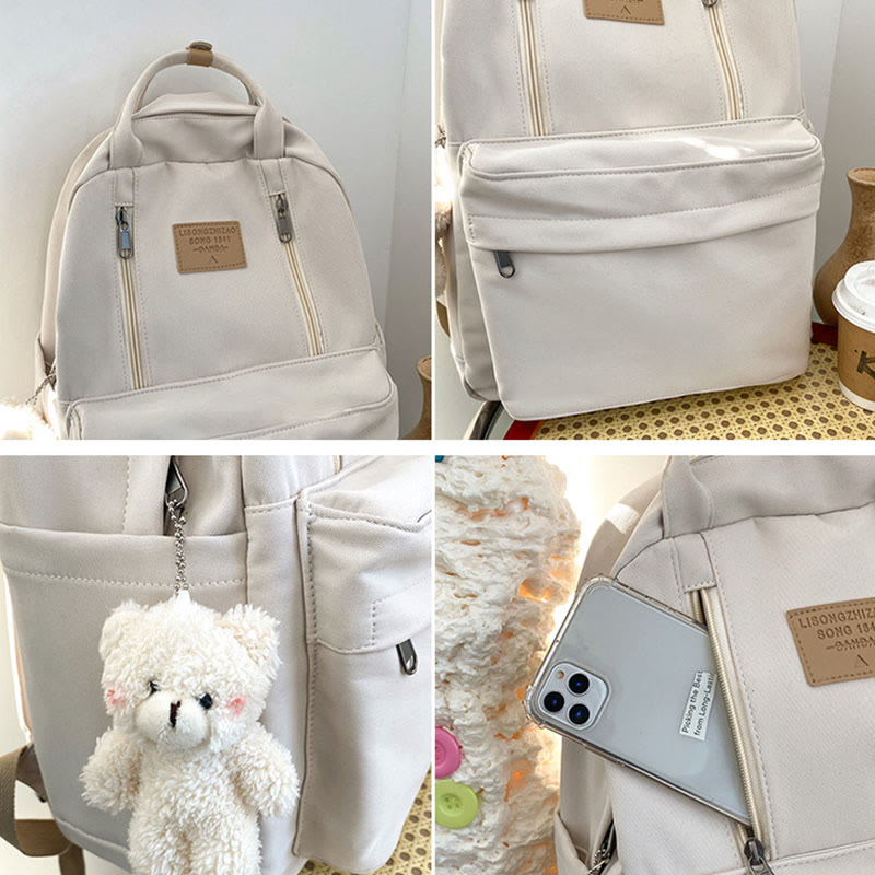 Backpack for Women Minimalist Plain Color Nylon Outdoor School Daypack