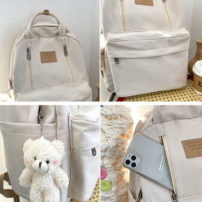 Backpack for Women Minimalist Plain Color Nylon Outdoor School Daypack