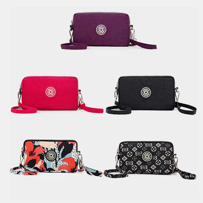 3 Zip Mini Crossbody Bag Lightweight Cellphone Wallet Long Wristlet Purses