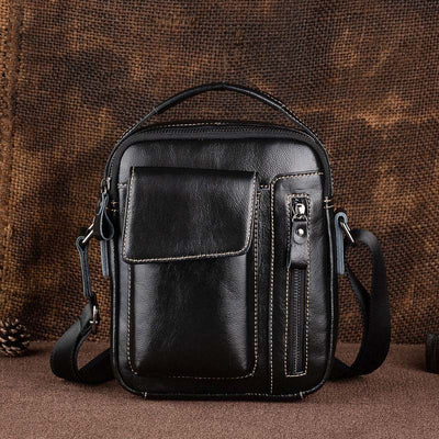 Men's Genuine Leather Large Capacity Crossbody Bag