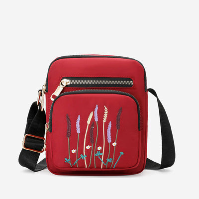 Lightweight Water & Tear Resist Women Purse Multi-pocket Embroidery Crossbody Bag Shoulder Bag