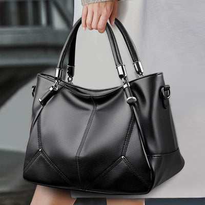 Soft Leather Handbag Women Adjustable Wide Strap Minimalist Crossbody Tote