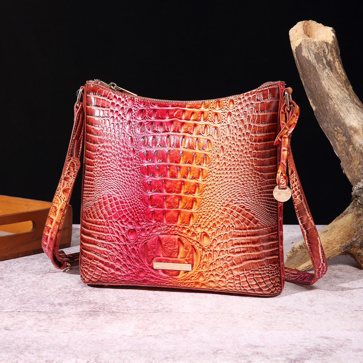 Crossbody Bag For Women Retro Crocodile Pattern Leather Dating Bag