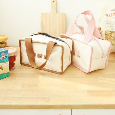 Cute Embroidery Lunch Bag Canvas Mommy Bag Baby Adult Portable Lunch Box