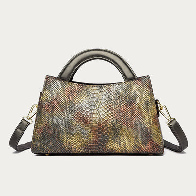 Top-Handle Bag For Women Snakeskin Grain Shape Elegant Crossbody Bag