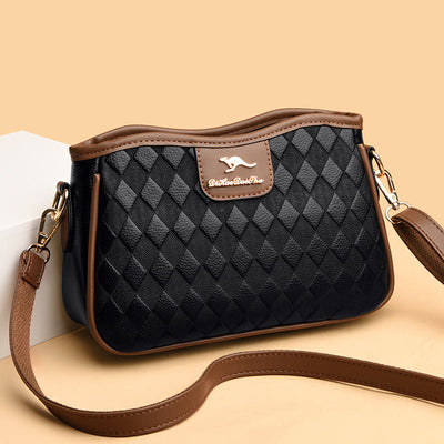 Crossbody Square Bag For Women Diamond Pattern Leather Commuter Purse