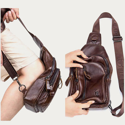 Genuine Leather Large Capacity Anti-theft Sling Bag