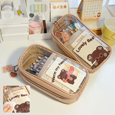 Pencil Case For Students Simple Transparent Vertical Style Pencail Bag