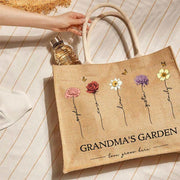 Custom Name Grandma's Garden Tote Bag Large Shopping Travel Beach Handbag