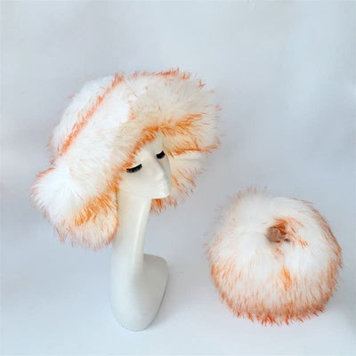 Faux Fur Soft Hat Bag Set For Women Winter Dating