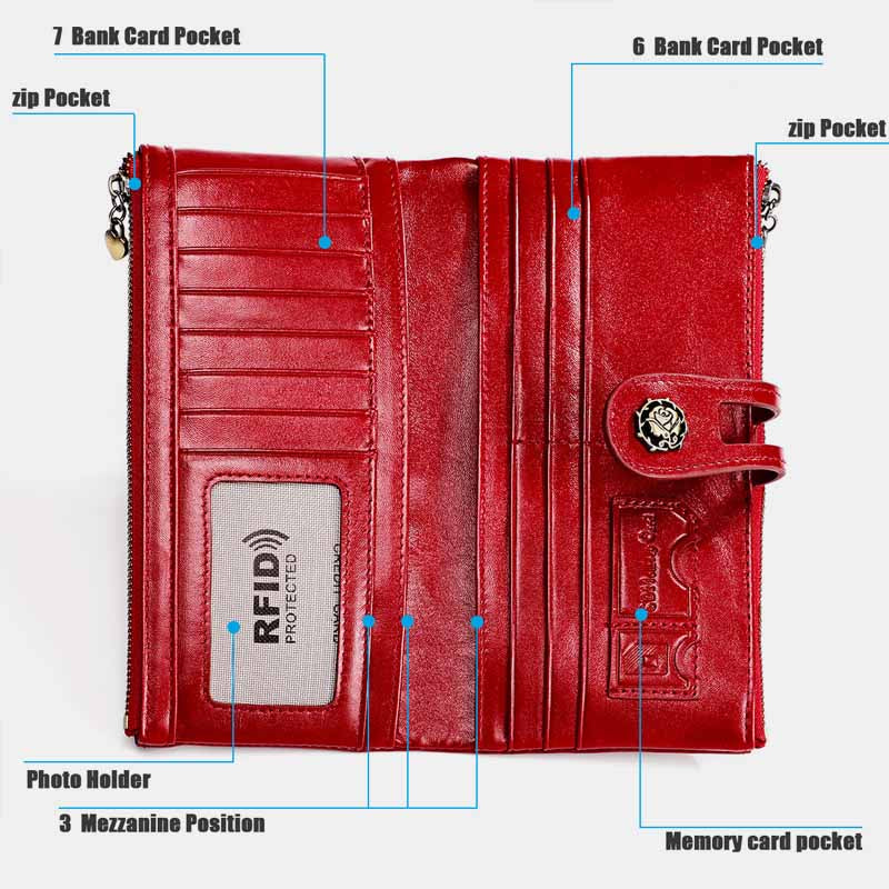 RFID Blocking Large Capacity Genuine Leather Vintage Wallet