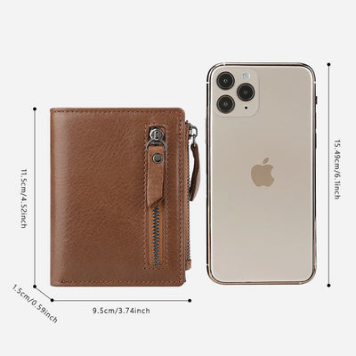 Genuine Leather RFID Wallet For Men Minimalist Large Retro Purse