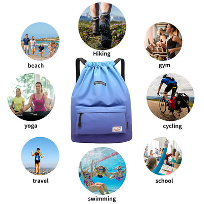 Large Capacity Waterproof Drawstring Nylon Backpack for Sport Swimming Yoga