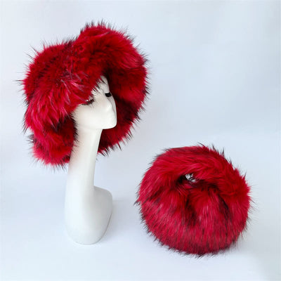 Faux Fur Soft Hat Bag Set For Women Winter Dating