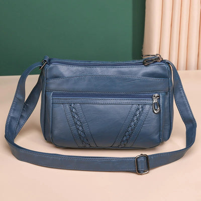 Multi-Compartment Crossbody Bag For Women Faux Leather Soft Purse