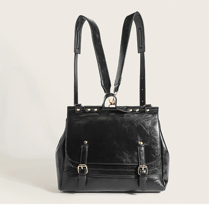 Backpack For Women Vintage Oil Wax Leather Multi-Functional Crossbody Bag