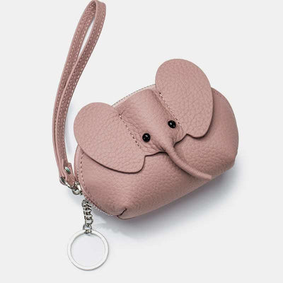 Women Small Coin Purse Elephant Leather Wallet Change Pouch Wristlet