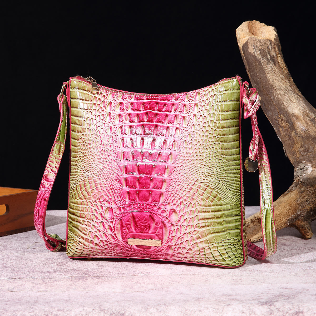 Crossbody Bag For Women Retro Crocodile Pattern Leather Dating Bag