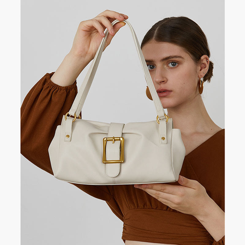 Retro Classic Underarm Bag For Women Genuine Leather Shoulder Purse