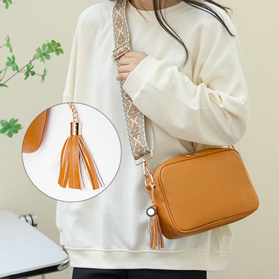 Crossbody Bag For Women Tassel Solid Color Casual Leather Bag