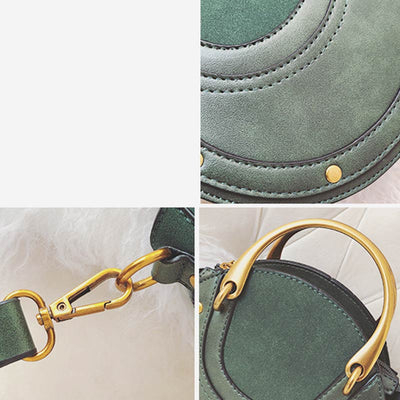 Large Capacity Round Shape Elegant Top-Handle Bag With Metallic Handle
