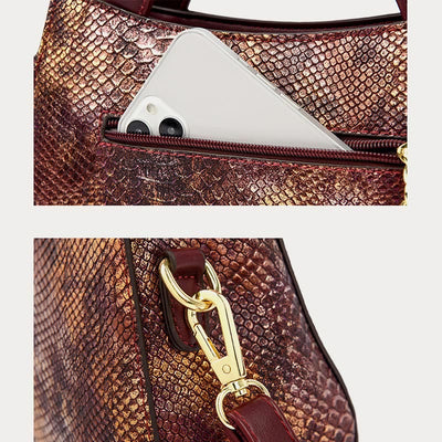 Top-Handle Bag For Women Snakeskin Grain Shape Elegant Crossbody Bag