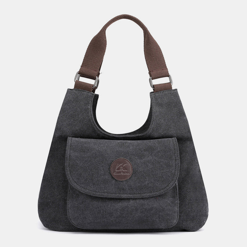 Multi-Pocket Hobo Handbag Casual Canvas Tote Purse Shoulder Bag