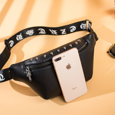 Punk Style Skull Waist Bag Rivet Belt Chest Bag