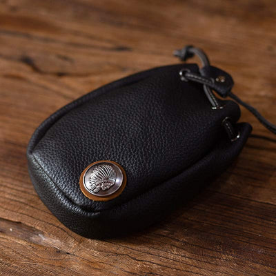 Retro Unisex Waist Pouch Small Drawstring Leather Belt Bag