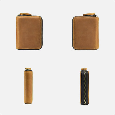 Retro Short Wallet Genuine Leather Multiple Slots Organ Card Holder