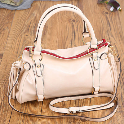 Top-Handle Satchel Handbag for Women Leather Tote Shoulder Bag with Crossbody Strap
