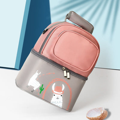 Mommy Bag For Women Cartoon Multifunctional Two-Layer Design Outdoor Backpack