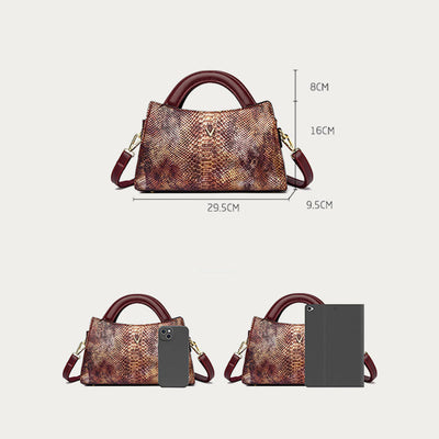 Top-Handle Bag For Women Snakeskin Grain Shape Elegant Crossbody Bag