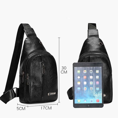 Leather Crossbody Sling Bag Backpack with Adjustable Strap for Outdoor Travel
