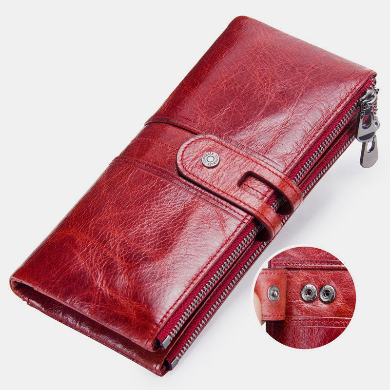 Wallets for Women Genuine Leather Cellphone Case Long Slim Credit Card Holder