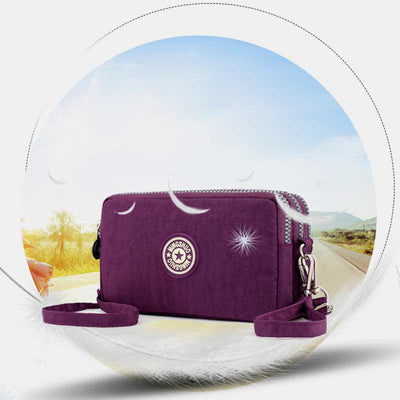 3 Zip Mini Crossbody Bag Lightweight Cellphone Wallet Long Wristlet Purses