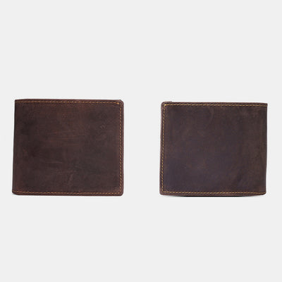 Retro Men's Large Capacity Genuine Leather Bifold Wallet Credit Card Holder