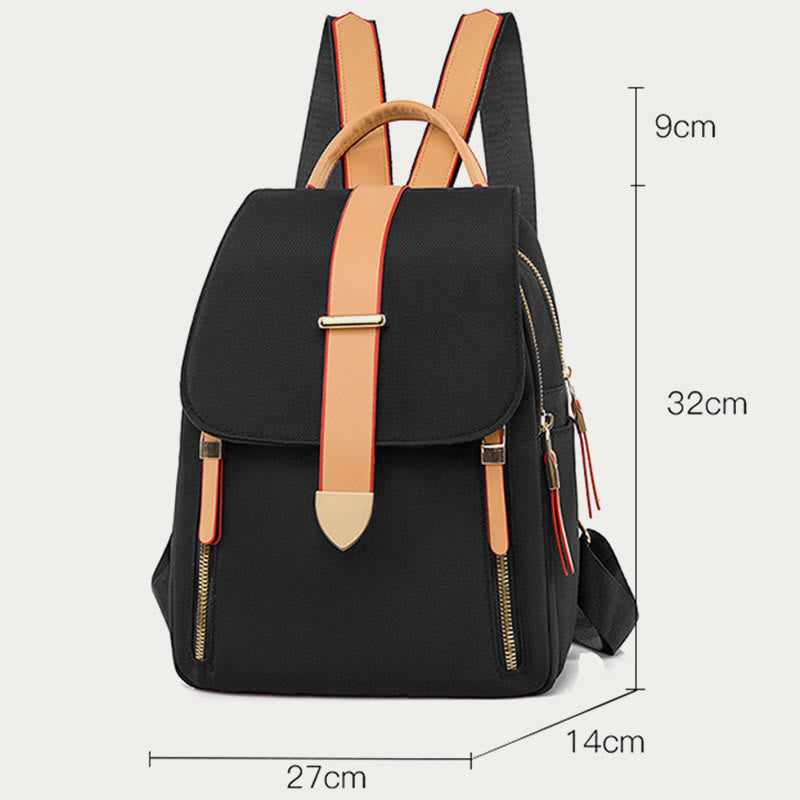 Nylon Backpack For Women Solid Color Large Capacity Leisure Bag