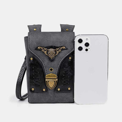 Steampunk Small Crossbody Bag Shoulder Purse Cellphone Satchel with Belt Loop