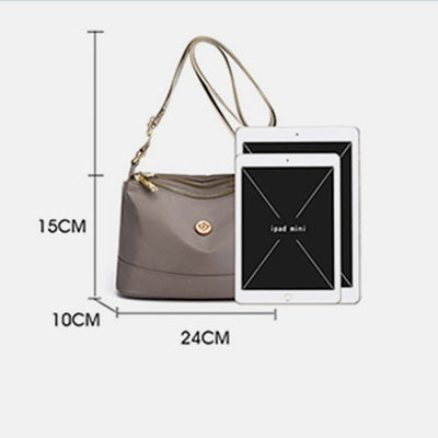 Triple Zip Small Crossbody Bag Lightweight Waterproof Nylon Shoulder Purses Handbags